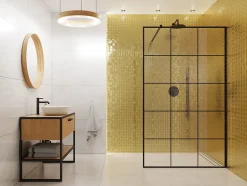 Mosaïque de verre sur maille pour salle de bain ou cuisine Gold tulip - 26.5cm x 30.5cm-Ilcom Best