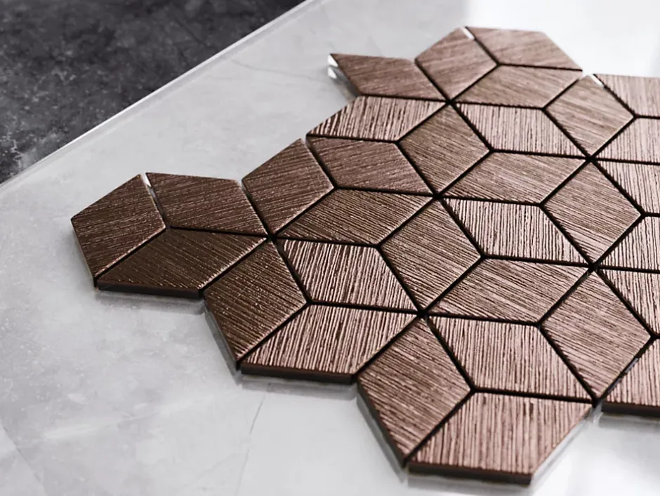 Mosaïque de verre sur maille pour salle de bain ou cuisine Copper eagle - 26.5cm x 30.5cm-Ilcom Outlet