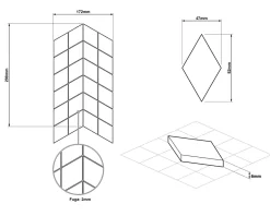 Ilcom Mosaïque de verre sur maille pour salle de bain ou cuisine Mini Totem Chevron - 17.2cm x 29.8cm