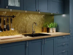 Mosaïque de verre sur maille pour salle de bain ou cuisine Gold lake - 26,5cm x 30,5cm-Ilcom Hot