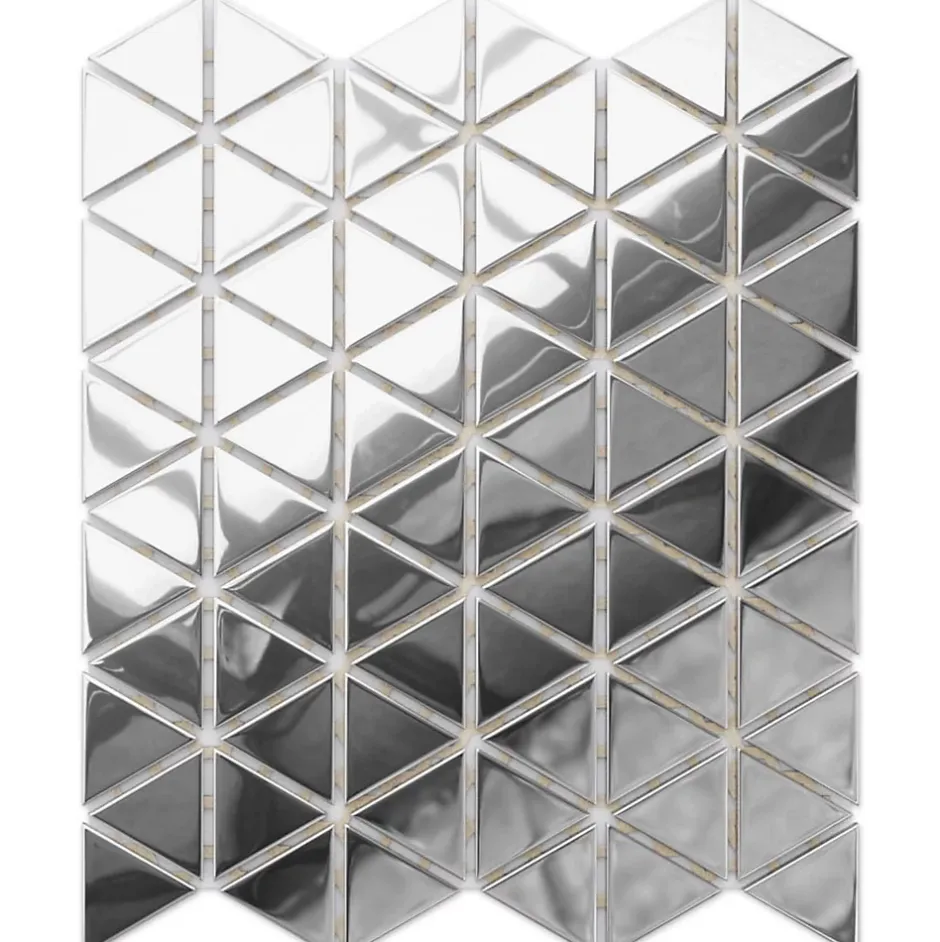 Ilcom Mosaïque de verre sur maille pour salle de bain ou cuisine 26,3 x 30,3 cm - Mirror Reflection