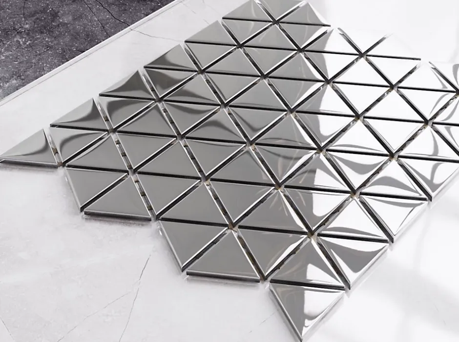 Ilcom Mosaïque de verre sur maille pour salle de bain ou cuisine 26,3 x 30,3 cm - Mirror Reflection