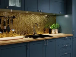 Ilcom Mosaïque de verre sur maille pour salle de bain ou cuisine 26,3 x 30,3 cm - GOLDEN TOTEM