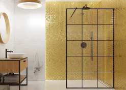 Ilcom Mosaïque de verre sur maille pour salle de bain ou cuisine 26,3 x 30,3 cm - GOLDEN TOTEM