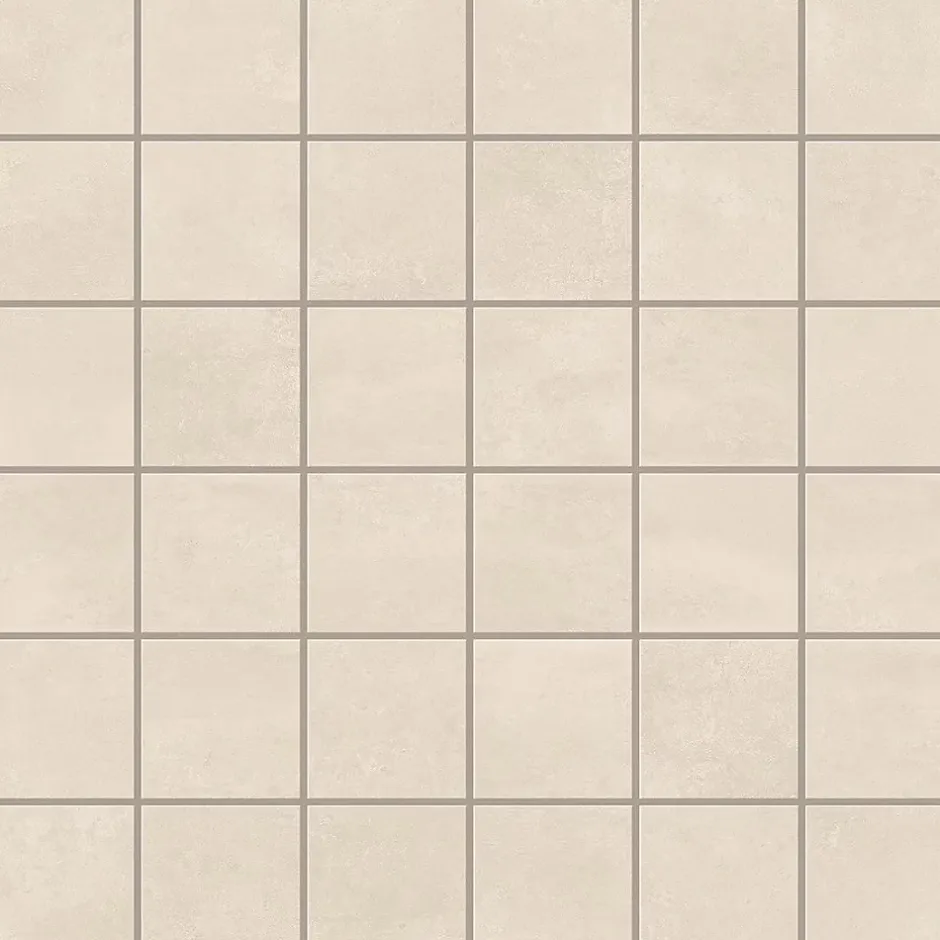 Ro'Ma Carrelage Mosaïque effet Béton Beige Ivoire 4,8x4,8 cm Quadra 30x30x0,9 cm Mat Vetrano - Sol et mur intérieur (vendu par carton de 0,9 m²) -