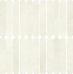 Ro'Ma Carrelage Mosaïque effet Béton Blanc Sable 18,8x3,2 cm Lungo 37,8x37x0,9 cm Mat Stavira - Mur intérieur (vendu par carton de 0,83916 m²) - R