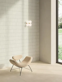 Ro'Ma Carrelage Mosaïque effet Béton Blanc Sable 18,8x3,2 cm Lungo 37,8x37x0,9 cm Mat Stavira - Mur intérieur (vendu par carton de 0,83916 m²) - R