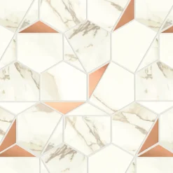 Ro'Ma Carrelage Mosaïque effet Marbre Blanc Calacatta Supreme Hexa 29x25,1x0,85 cm Brillant Faventa - Mur intérieur (vendu par carton de 0,4367 m²