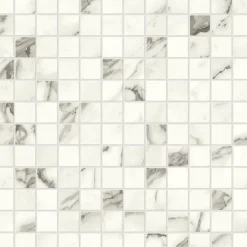 Mosaïque effet Marbre Blanc Calacatta Majestic 2,3x2,3 cm Quadra 30x30x0,9 cm Brillant Faventa - Sol et mur intérieur (vendu par c-Ro'Ma Carrelage Discount
