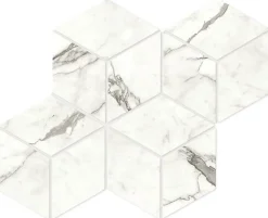 Mosaïque effet Marbre Blanc Calacatta Majestic Hexa Cube 35x30x0,9 cm Brillant Faventa - Mur intérieur (vendu par carton de 0,42 m-Ro'Ma Carrelage Hot