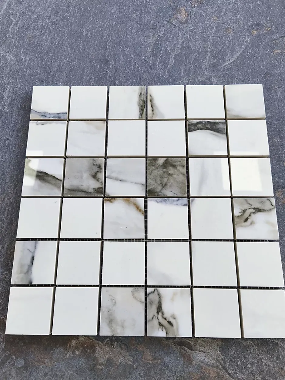 Prissmacer Mosaïque effet marbre FANTASY TOPO 5x5 - plaque de 30x30 cm - 1cm épaisseur