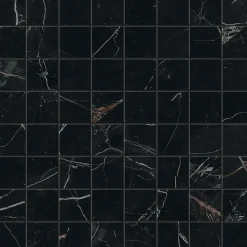 Ro'Ma Carrelage Mosaïque effet Marbre Noir Scuro 3,5x3,5 cm Quadra 30x30x0,9 cm Mat Magnaro - Sol et mur intérieur (vendu par carton de 0,9 m²) -