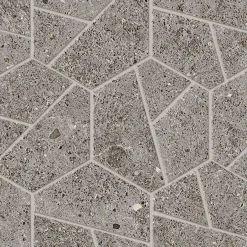 Mosaïque effet Pierre Calcaire Gris Fumé Hexa 28,5x25x0,9 cm Mat Domella - Sol et mur intérieur (vendu par carton de 0,428 m²) - R-Ro'Ma Carrelage Best