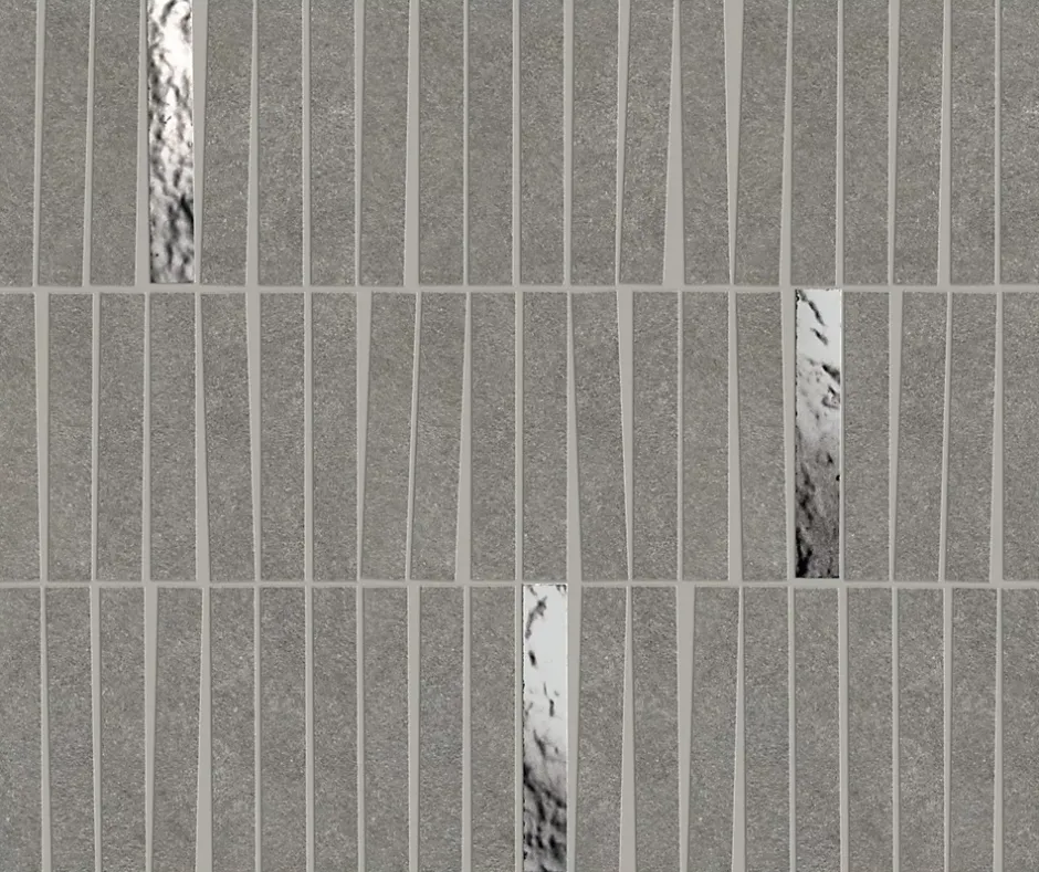 Ro'Ma Carrelage Mosaïque effet Pierre Quartzite Gris Fumé 9,6x1,5 cm Minibrick 35x29,2x0,9 cm Mat Venturo - Mur intérieur (vendu par carton de 0,6