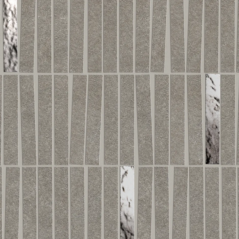 Ro'Ma Carrelage Mosaïque effet Pierre Quartzite Gris Fumé 9,6x1,5 cm Minibrick 35x29,2x0,9 cm Mat Venturo - Mur intérieur (vendu par carton de 0,6