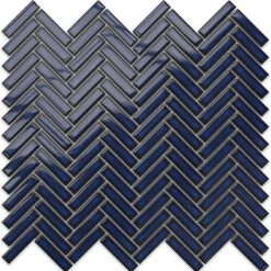 Ilcom Mosaïque en céramique sur filet pour salle de bain ou cuisine 27cm x 28cm - Blue Forest