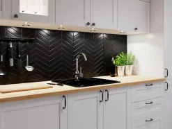 Mosaïque en céramique sur filet pour salle de bain ou cuisine 31.6cm x 21.5cm - Giant Black Chevron-Ilcom Best