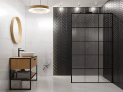 Mosaïque en céramique sur filet pour salle de bain ou cuisine 31.6cm x 21.5cm - Giant Black Chevron-Ilcom Best