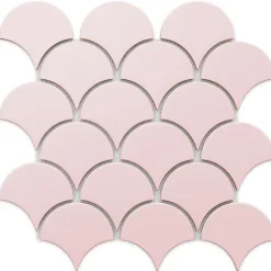 Ilcom Mosaïque en céramique sur filet pour salle de bain ou cuisine 29cm x 28.5cm - Pink sunset