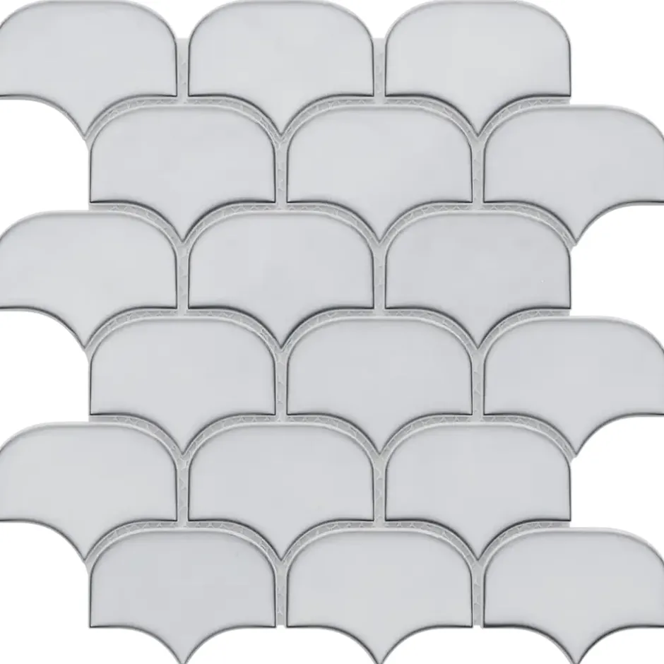 Ilcom Mosaïque en céramique sur filet pour salle de bain ou cuisine 30.0 cm x 26.5 cm - White plum