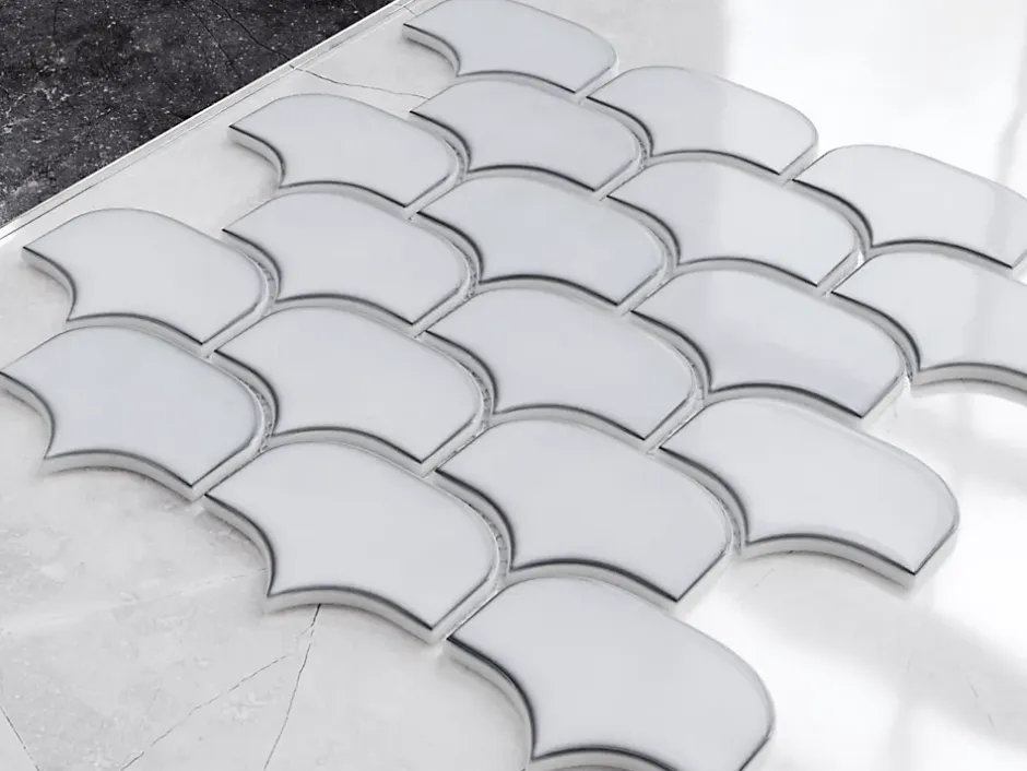 Ilcom Mosaïque en céramique sur filet pour salle de bain ou cuisine 30.0 cm x 26.5 cm - White plum