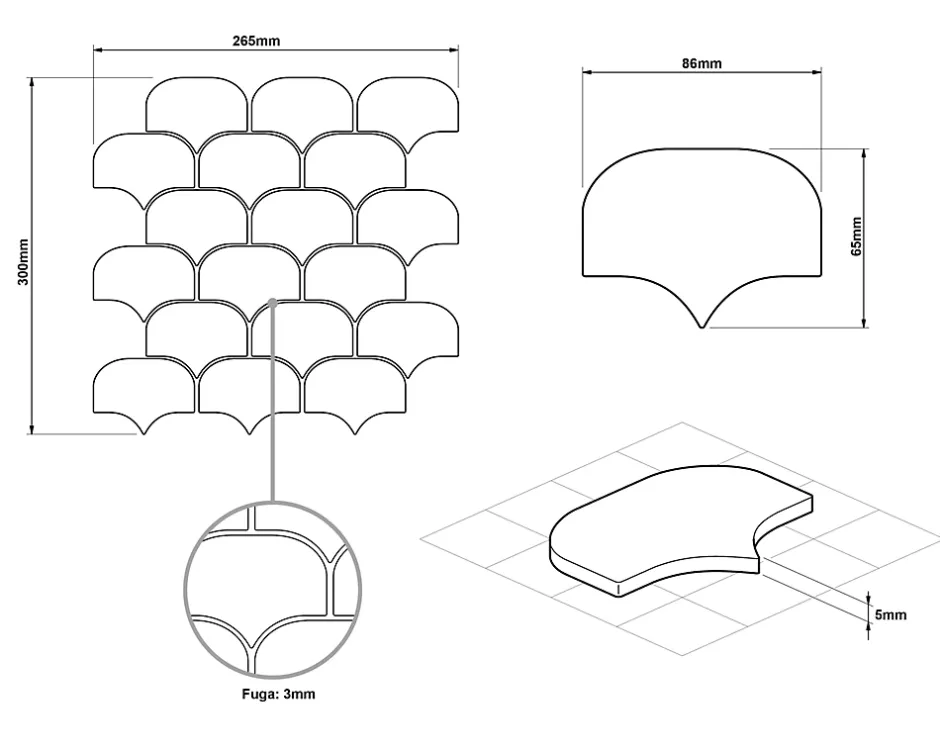 Ilcom Mosaïque en céramique sur filet pour salle de bain ou cuisine 30.0 cm x 26.5 cm - White plum