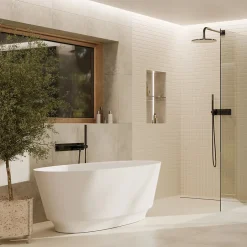 Ilcom Mosaïque en céramique sur filet pour salle de bain ou cuisine 30cm x 30cm - Beige river