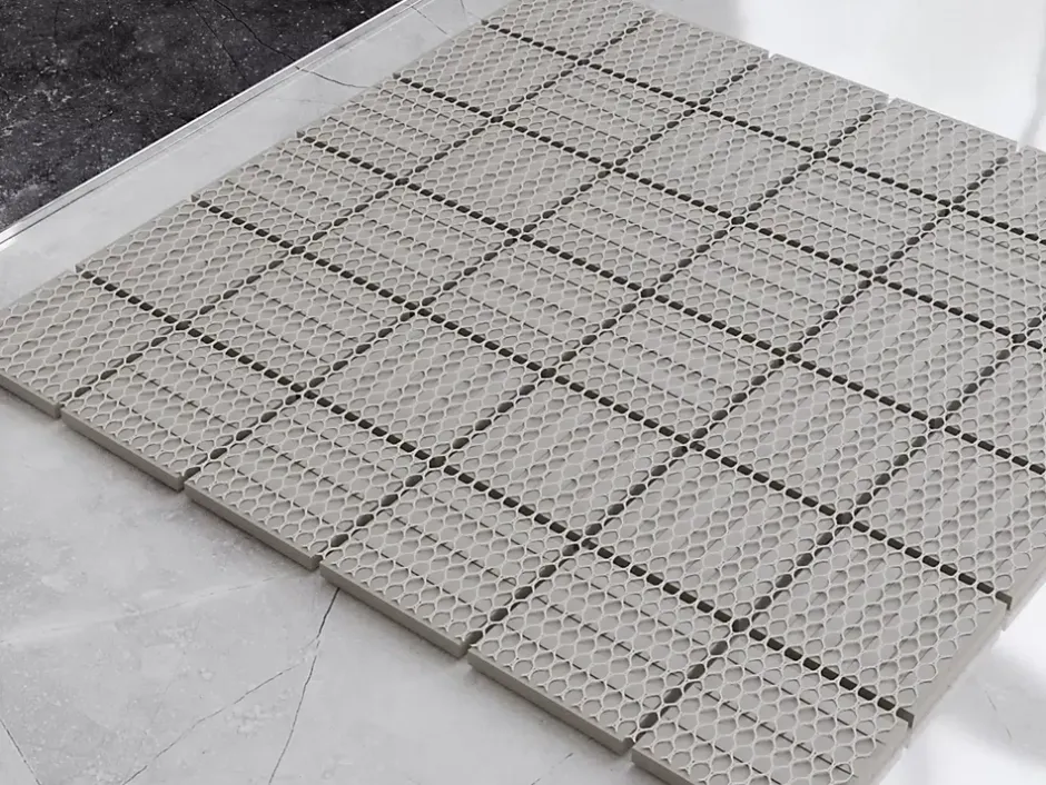 Ilcom Mosaïque en céramique sur filet pour salle de bain ou cuisine 30cm x 30cm - Beige river