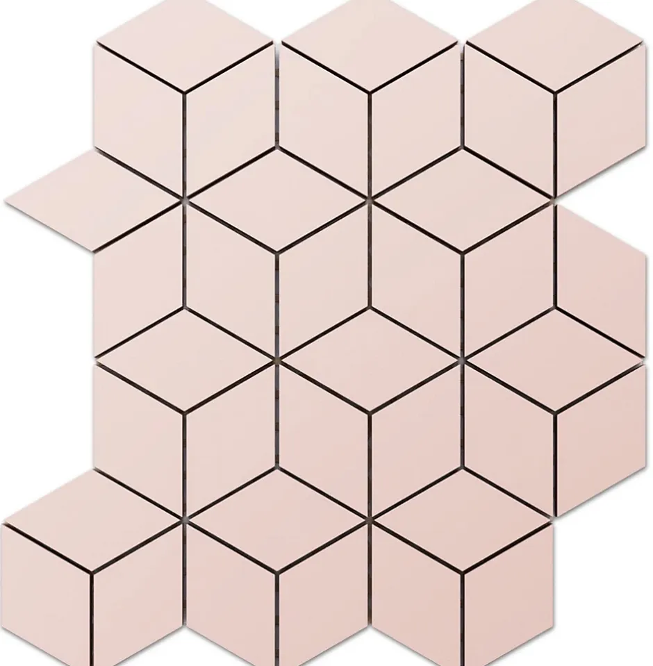 Mosaïque en gres sur maille pour salle de bain ou cuisine 26.5 cm x 30.5 cm - Pink diamond romb-Ilcom Best
