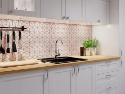 Mosaïque en gres sur maille pour salle de bain ou cuisine 26.5 cm x 30.5 cm - Pink diamond romb-Ilcom Best