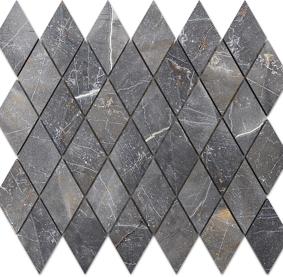 Ilcom Mosaïque en gres sur maille pour salle de bain ou cuisine 29.2 cm x 25 cm - Romb shinestone