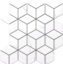 Ilcom Mosaïque en gres sur maille pour salle de bain ou cuisine 26.5 cm x 30.5 cm - Carrara marble