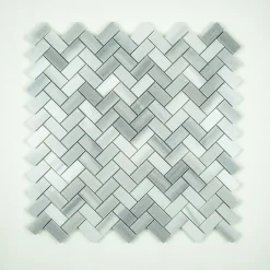 Albedo Pierre Mosaïque en Marbre Blanc Marmara Poli - Chevrons