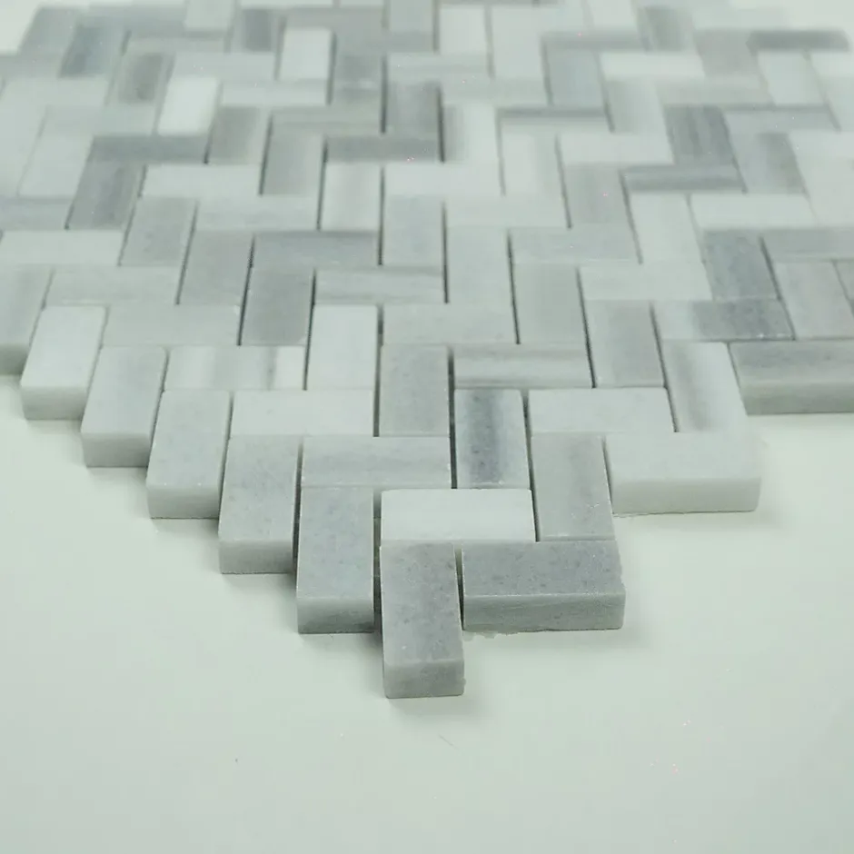 Albedo Pierre Mosaïque en Marbre Blanc Marmara Poli - Chevrons