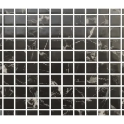 Aelle Carrelage Mosaïque en pâte de verre aspect marbre noir mate 2,5x2,5 cm ZEN BLACK MARBRE