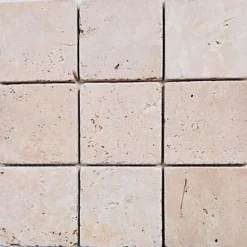 Mosaïque en Travertin Blanc Ivoire Vieilli - 10X10X1 CM-Albedo Pierre Discount