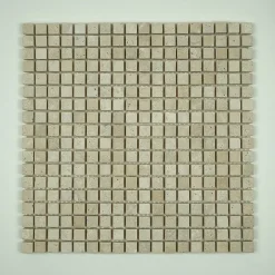 Albedo Pierre Mosaïque en Travertin Blanc Ivoire Vieilli - 1,5X1,5X1 CM