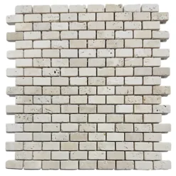 Mosaïque en Travertin Blanc Ivoire vieilli - 1,5x3,2x1CM-Albedo Pierre Online