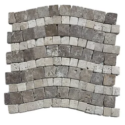 Mosaïque en Travertin Blanc Ivoire Vieilli - Noçe - Vague-Albedo Pierre Best