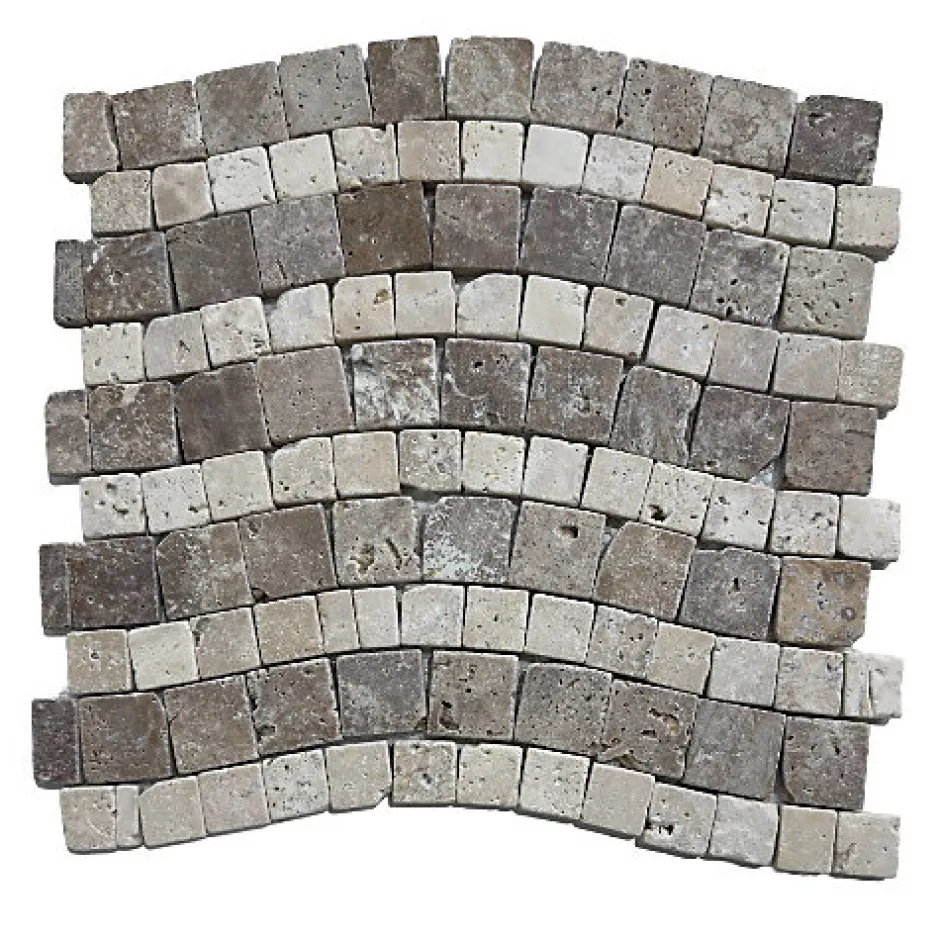 Mosaïque en Travertin Blanc Ivoire Vieilli - Noçe - Vague-Albedo Pierre Best