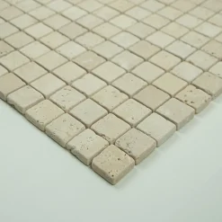 Albedo Pierre Mosaïque en Travertin Ivoire vieilli 2,3x2,3x1 CM