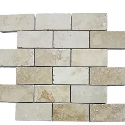 Albedo Pierre Mosaïque en Travertin Ivoire Vieilli rempli - Irrégulier 4,8x10x1 CM