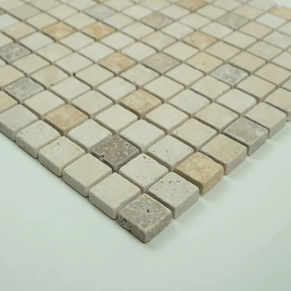 Albedo Pierre Mosaïque en Travertin Vieilli - Mix 3 couleurs - 2,3X2,3X1 CM