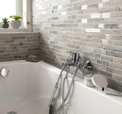 Casa Linea Mosaïque en verre gris Bois Brillant 34 x 29,5 cm