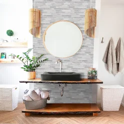 Casa Linea Mosaïque en verre gris Bois Brillant 34 x 29,5 cm