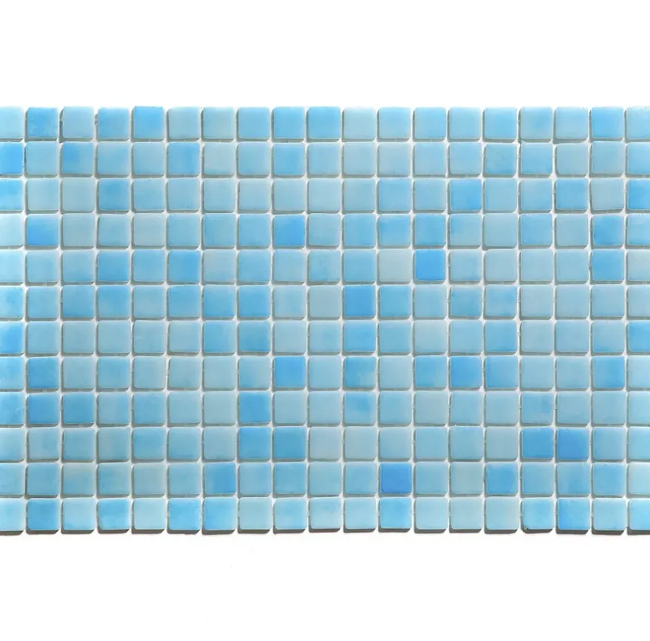 Ilcom Mosaïque en verre pressé antidérapant R12 sur maille pour piscine 32.5cm x 51.5cm - Caribbean Pool (0,167m²)