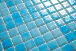 Ilcom Mosaïque en verre pressé antidérapant R12 sur maille pour piscine 32.5cm x 51.5cm - Caribbean Pool (0,167m²)