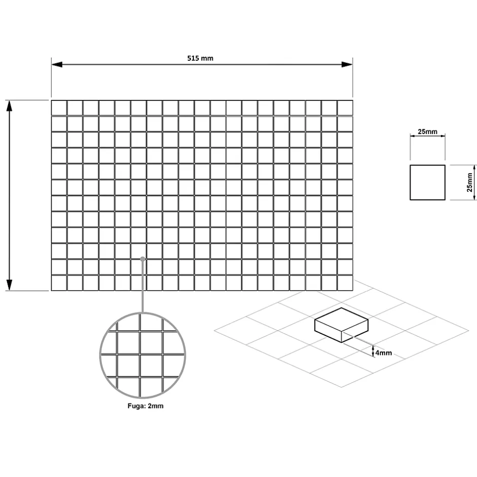 Ilcom Mosaïque en verre pressé antidérapant R12 sur maille pour piscine 32.5cm x 51.5cm - Caribbean Pool (0,167m²)