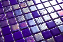 Mosaïque en verre pressé sur maille pour piscine 32.5cm x 51.5cm - Alves Blend Cobalt (0,167m²)-Ilcom New