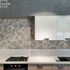 Ilcom Mosaïque en verre pressé sur filet pour salle de bain et cuisine 43.5cm x 32cm - Botanic Beige Garden Matt